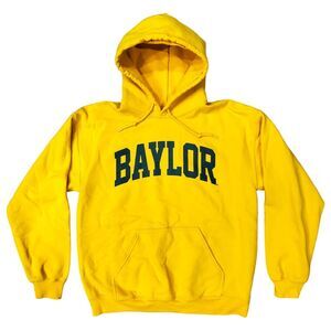 BAYLOR BEARS Sweater Womens Medium Yellow Spell Out Pullover Hoodie University